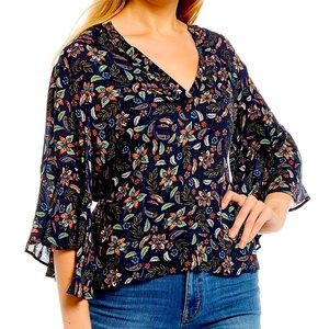 Jessica Simpson Women's Tulle Paisleys Top in Mood Indigo Paisley (Size: XS)